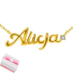 Srebrny naszyjnik łańcuszek damski imię srebro pozłacane 925 alicja