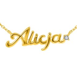 Srebrny naszyjnik łańcuszek damski imię srebro pozłacane 925 alicja