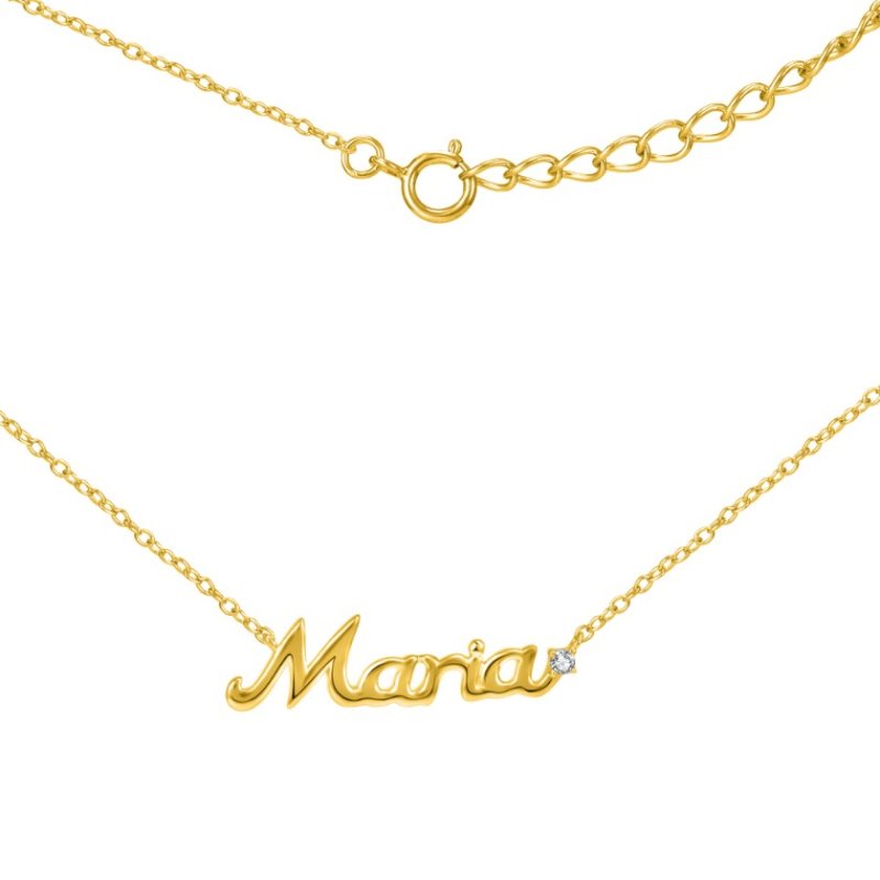 Srebrny naszyjnik łańcuszek damski imię srebro pozłacane 925 maria