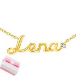 Srebrny naszyjnik łańcuszek damski imię srebro pozłacane 925 lena
