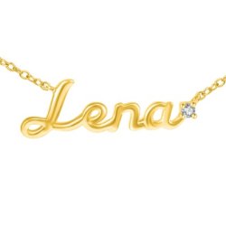 Srebrny naszyjnik łańcuszek damski imię srebro pozłacane 925 lena
