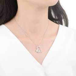 Naszyjnik srebrny serce róża łańcuszek z zawieszką