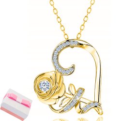 Srebrny naszyjnik łańcuszek damski serce róża srebro pozłacane próba 925