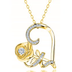 Srebrny naszyjnik łańcuszek damski serce róża srebro pozłacane próba 925