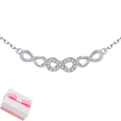 Srebrny naszyjnik rodowany nieskończoność dla kobiety dziewczyny srebro 925