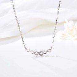 Srebrny naszyjnik rodowany nieskończoność dla kobiety dziewczyny srebro 925