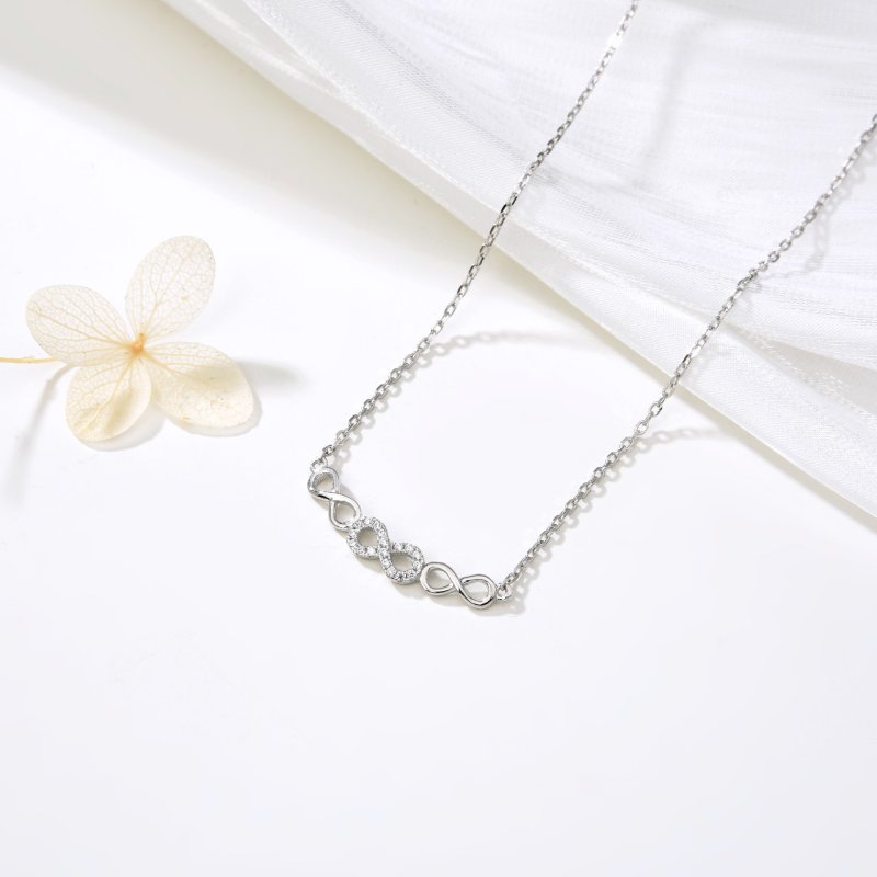 Srebrny naszyjnik rodowany nieskończoność dla kobiety dziewczyny srebro 925