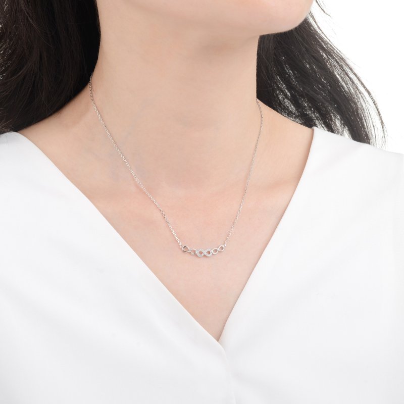 Srebrny naszyjnik rodowany nieskończoność dla kobiety dziewczyny srebro 925