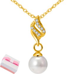 Srebrny naszyjnik damski pozłacany łańcuszek z zawieszką dla niej perła srebro 925