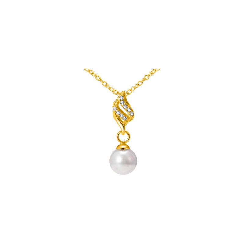 Srebrny naszyjnik damski pozłacany łańcuszek z zawieszką dla niej perła srebro 925