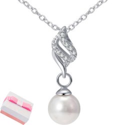 Naszyjnik srebrny damski łańcuszek z zawieszką dla niej perła srebro 925