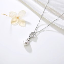 Naszyjnik srebrny damski łańcuszek z zawieszką dla niej perła srebro 925