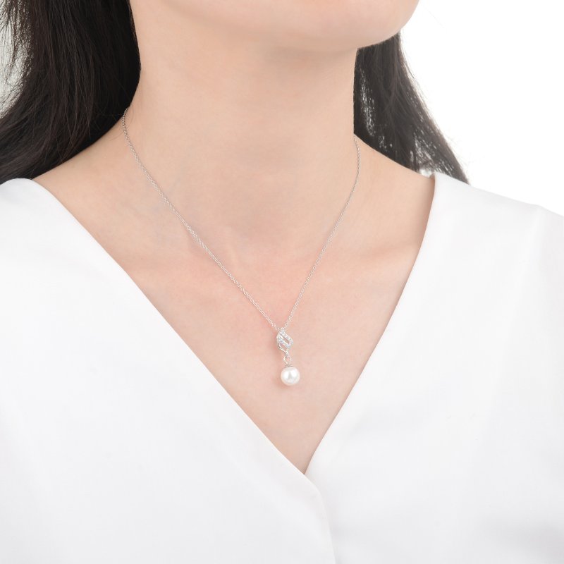 Naszyjnik srebrny damski łańcuszek z zawieszką dla niej perła srebro 925
