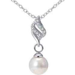 Naszyjnik srebrny damski łańcuszek z zawieszką dla niej perła srebro 925