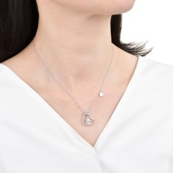Srebrny naszyjnik rodowany jednorożec serce dla dziewczynki srebro 925