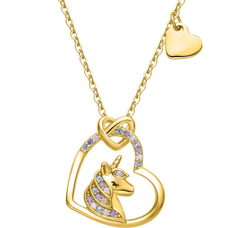 Srebrny naszyjnik pozłacany jednorożec serce dla dziewczynki srebro 925