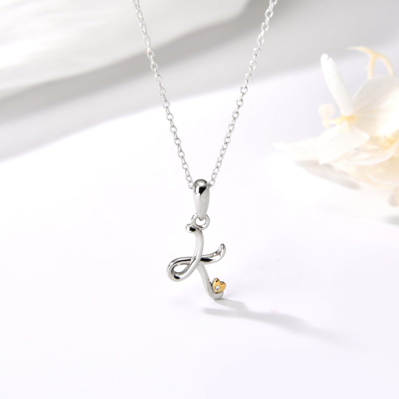 Naszyjnik srebrny litera k literka imię inicjały łańcuszek z zawieszką