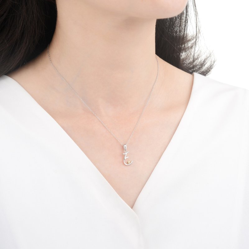 Naszyjnik srebrny litera e literka imię inicjały łańcuszek z zawieszką