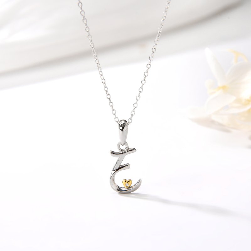 Naszyjnik srebrny litera e literka imię inicjały łańcuszek z zawieszką