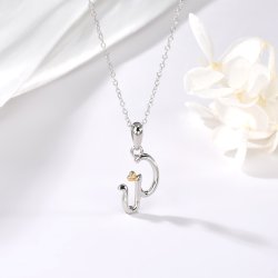 Naszyjnik srebrny litera w literka imię inicjały łańcuszek z zawieszką