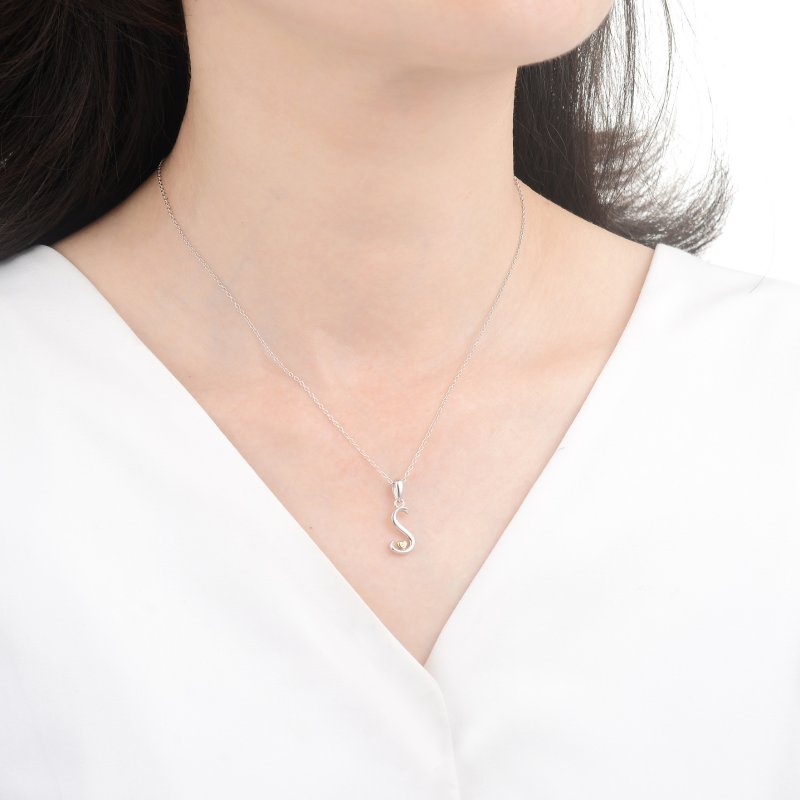 Naszyjnik srebrny litera s literka imię inicjały łańcuszek z zawieszką