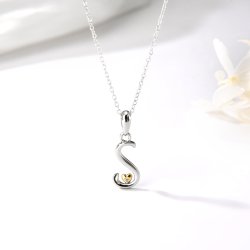 Naszyjnik srebrny litera s literka imię inicjały łańcuszek z zawieszką