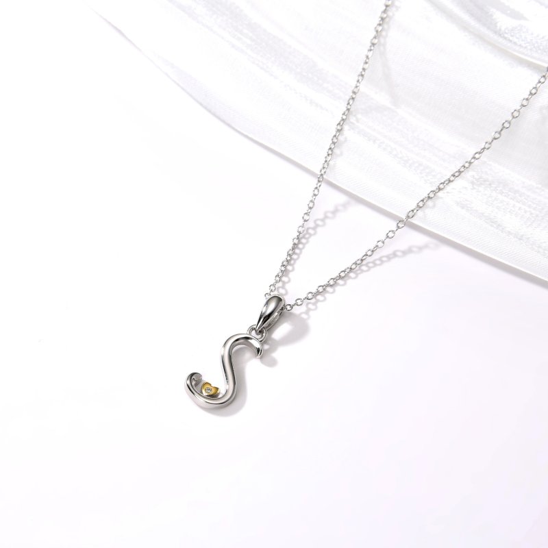 Naszyjnik srebrny litera s literka imię inicjały łańcuszek z zawieszką