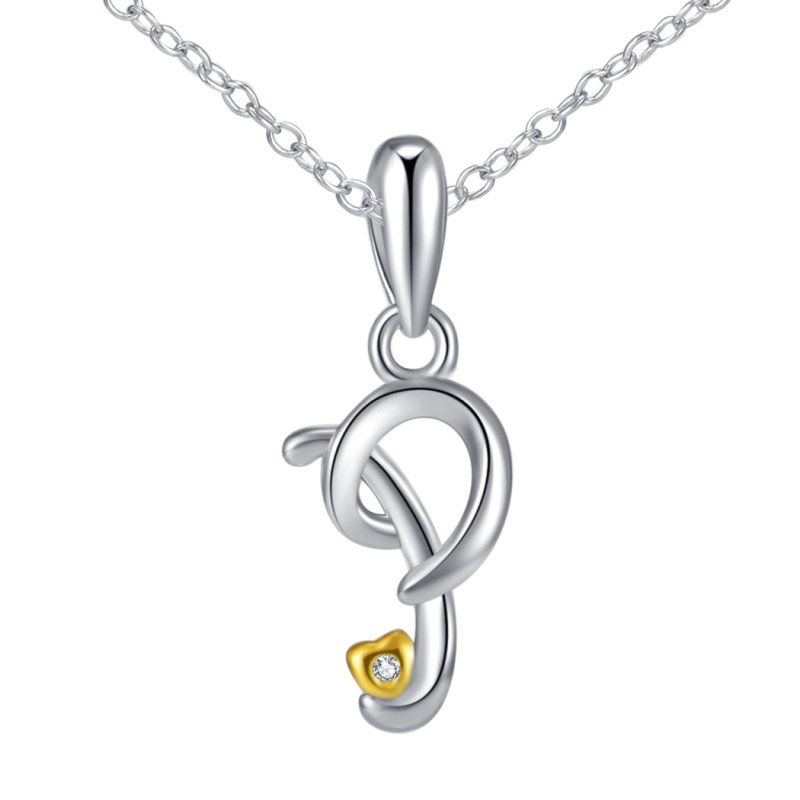 Naszyjnik srebrny litera p literka imię inicjały łańcuszek z zawieszką 925