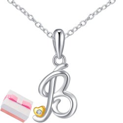 Naszyjnik srebrny litera b literka imię inicjały łańcuszek z zawieszką 925