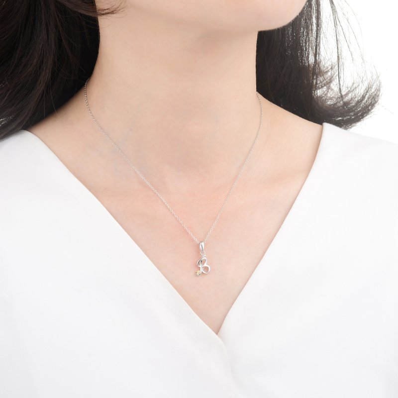 Naszyjnik srebrny litera b literka imię inicjały łańcuszek z zawieszką 925