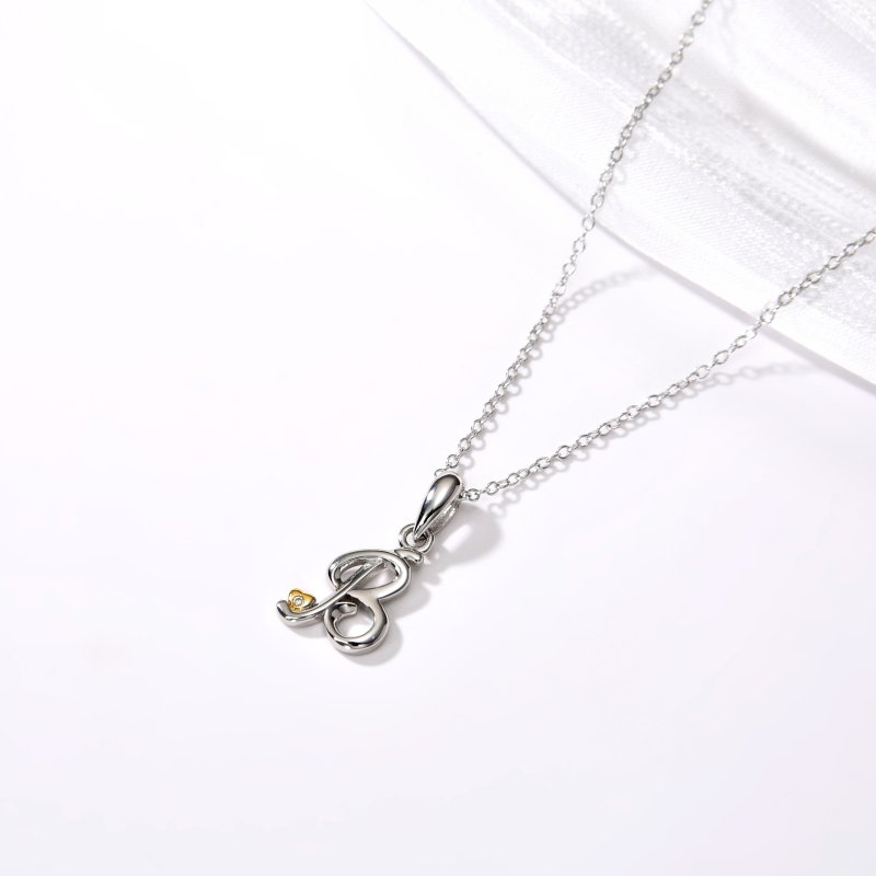 Naszyjnik srebrny litera b literka imię inicjały łańcuszek z zawieszką 925