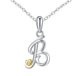 Naszyjnik srebrny litera b literka imię inicjały łańcuszek z zawieszką 925