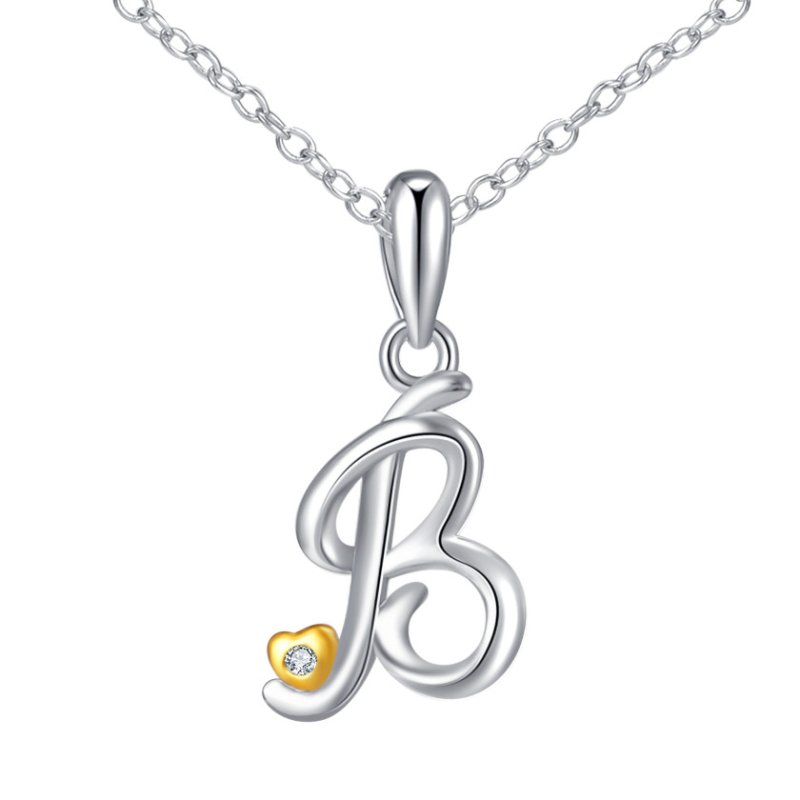 Naszyjnik srebrny litera b literka imię inicjały łańcuszek z zawieszką 925