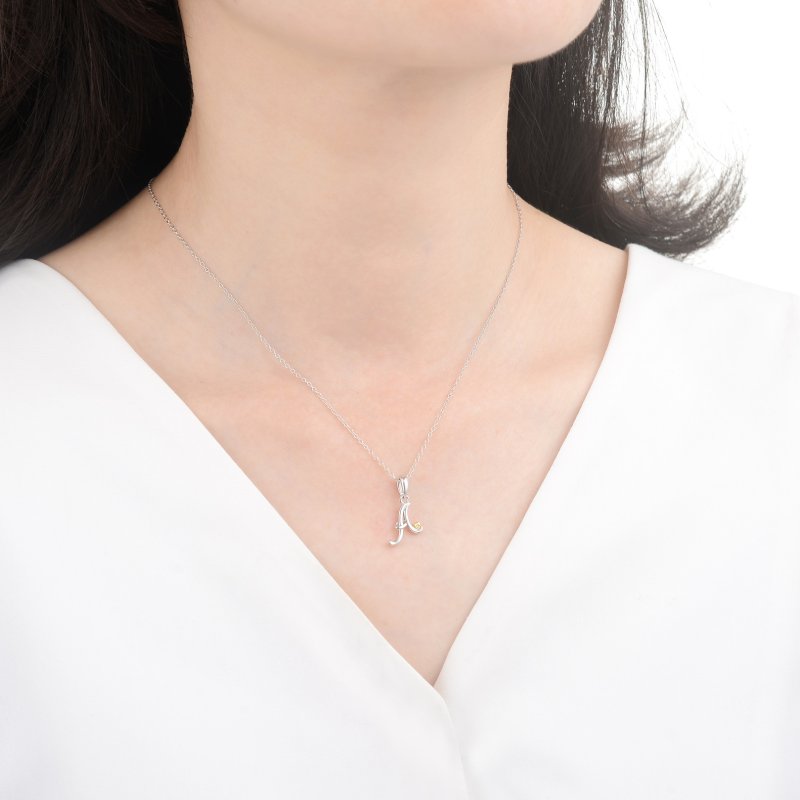 Naszyjnik srebrny litera a literka imię inicjały łańcuszek z zawieszką 925