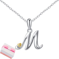 Naszyjnik srebrny litera m literka imię inicjały łańcuszek z zawieszką 925