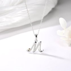 Naszyjnik srebrny litera m literka imię inicjały łańcuszek z zawieszką 925