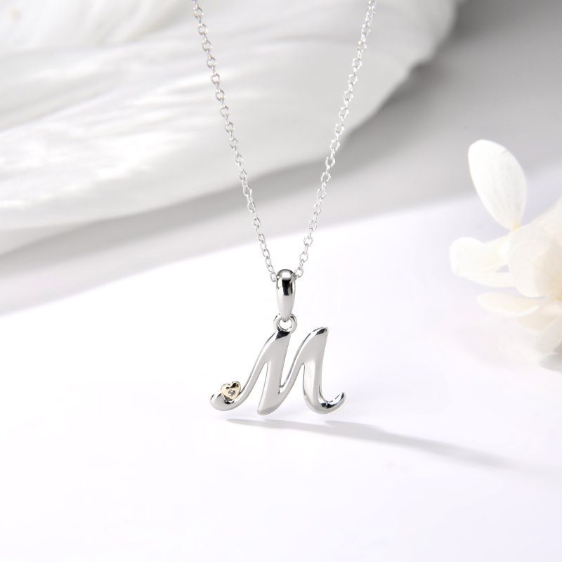 Naszyjnik srebrny litera m literka imię inicjały łańcuszek z zawieszką 925