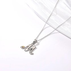 Naszyjnik srebrny litera m literka imię inicjały łańcuszek z zawieszką 925