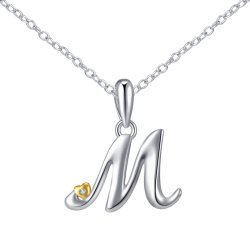 Naszyjnik srebrny litera m literka imię inicjały łańcuszek z zawieszką 925