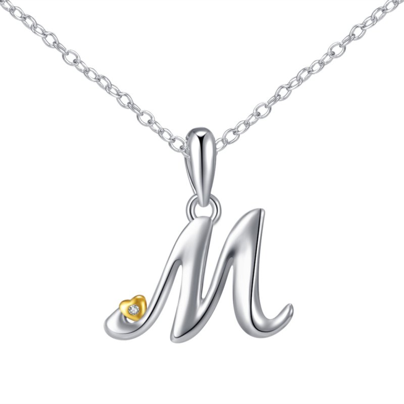 Naszyjnik srebrny litera m literka imię inicjały łańcuszek z zawieszką 925