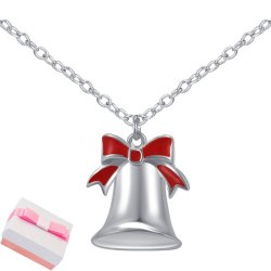 Srebrny naszyjnik rodowany łańcuszek z zawieszką dzwonek na święta 925