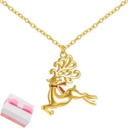 Srebrny naszyjnik łańcuszek z zawieszką renifer na święta srebro pozłacane 925