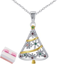 Srebrny naszyjnik rodowany łańcuszek choinka drzewko na święta srebro 925