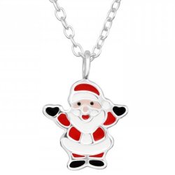 Srebrny naszyjnik łańcuszek mikołaj gwiazdor na święta 925 dla dziewczynki