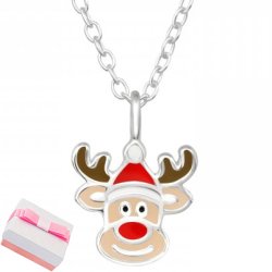 Srebrny naszyjnik łańcuszek renifer na święta prezent 925 dla dziewczynki