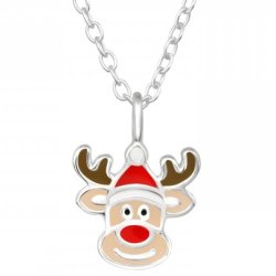 Srebrny naszyjnik łańcuszek renifer na święta prezent 925 dla dziewczynki
