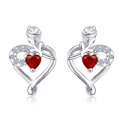 Srebrne kolczyki wkrętki serce róże kolczyki sztyfty srebro 925 kwiatki