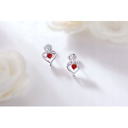 Srebrne kolczyki wkrętki serce róże kolczyki sztyfty srebro 925 kwiatki