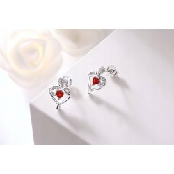 Srebrne kolczyki wkrętki serce róże kolczyki sztyfty srebro 925 kwiatki