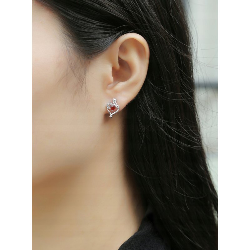 Srebrne kolczyki wkrętki serce róże kolczyki sztyfty srebro 925 kwiatki